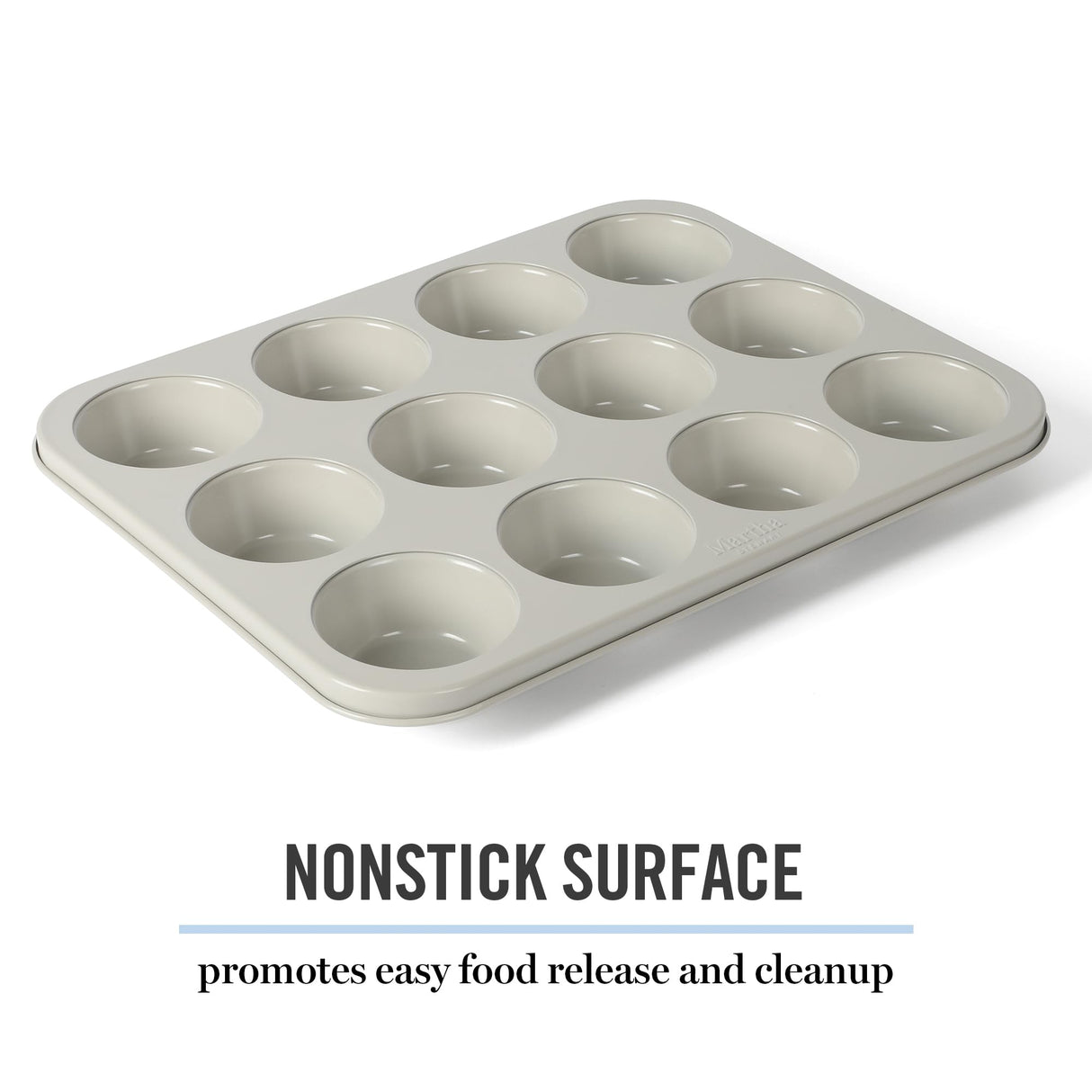 Martha Stewart Gallen 12 Cup Nonstick Carbon Steel Muffin/Cupcake Pan - Cool Grey Martha Stewart