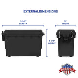 Sheffield 12629 Ammo Storage Box, Stackable .30 Cal Field Boxes, Water and Dust Resistant, Lockable Storage Box with Handle, Secures Hunting Gear, Supplies, and Bullets, Made in USA, Black, 1-Pack Sheffield