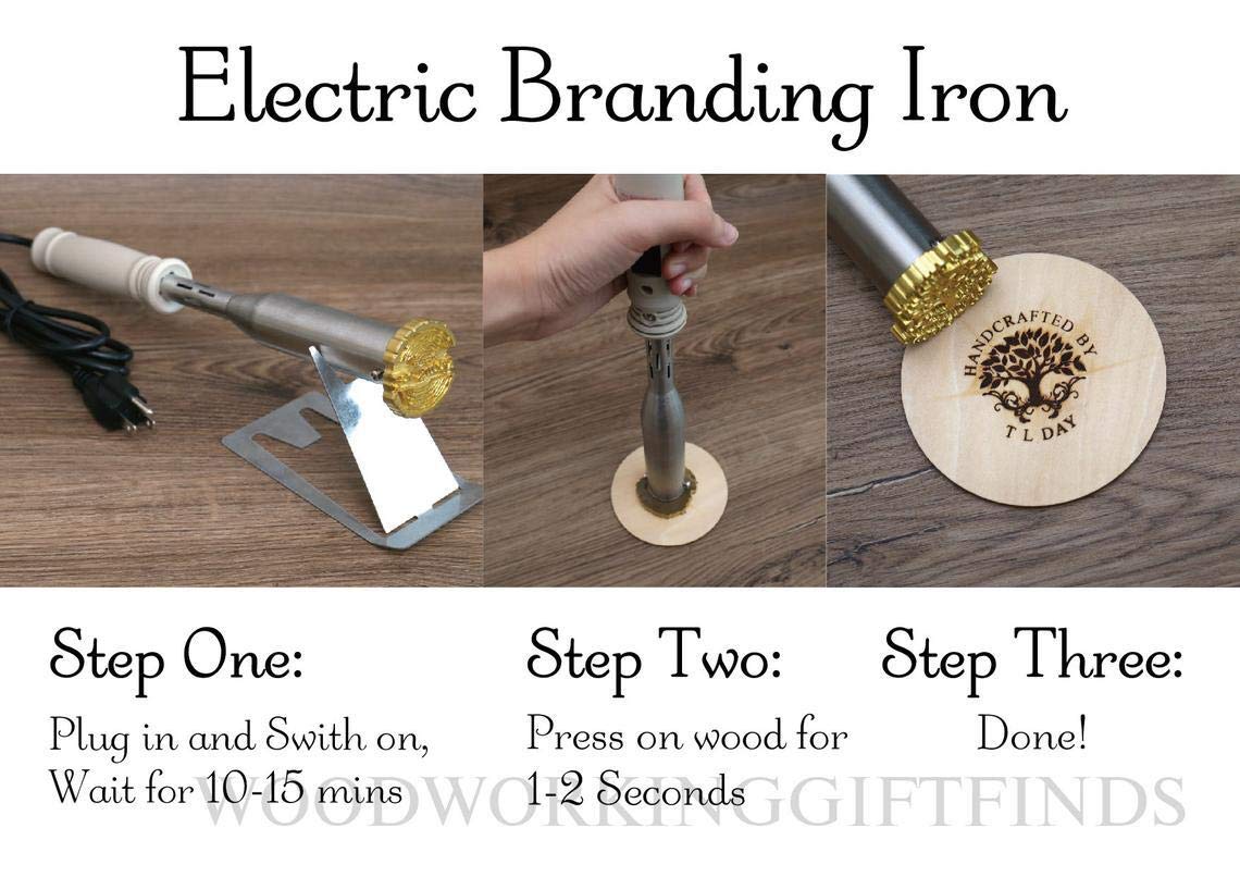 Custom Electric Branding Iron with Personal Stamp – 200W, 1"x1" by N-K - WoodArtSupply