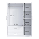 3 Doors Wooden Wardrobe Closet Armoire, White Storage Cabinet for Hanging Clothes, Bedroom Large Capacity Freestanding Armoire,Wood Wardrobe Combination with Shelves (2drawer, White) Fenghua Lizhi