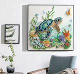 EOYDKAP Sea Turtle Diamond Art Kits for Adults, Diamond Painting Kits for Beginners, Easy Diamond Art for Home Wall Decor, Special Shaped Diamond Painting 11.8x11.8inch EOYDKAP