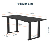 FitStand 4 Legs Standing Desk, Large 79x31 Inches Electric Adjustable Height Desk with Splice Board, Stand Up Desk Home Office Computer Workstation, Black FitStand