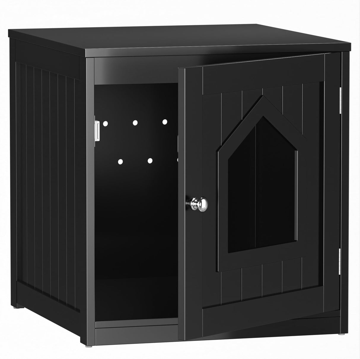 ZENY Cat Litter Box Furniture Hidden, Enclosed Cat Litter Box with Vent Holes, Indoor Cat Box Cabinet, Wooden Cat Washroom, End Table, Nightstand (Black) ZENY