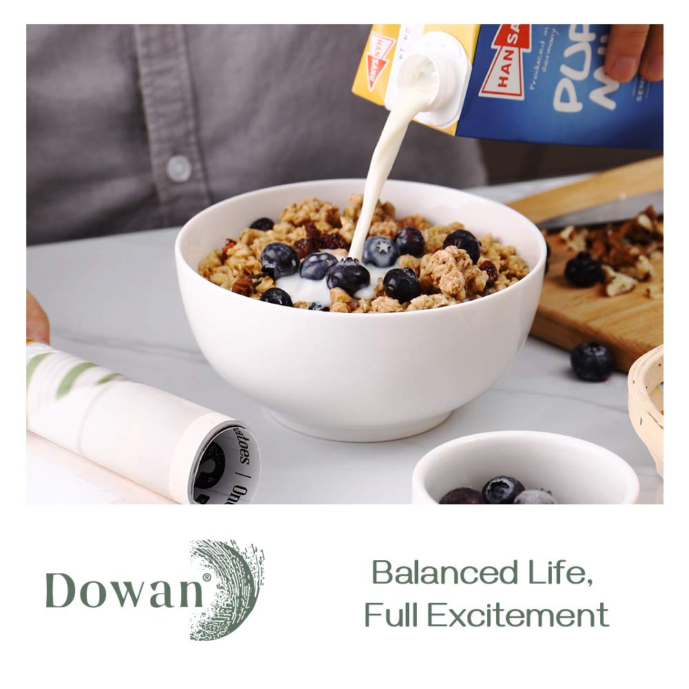 DOWAN 22 OZ White Ceramic Bowls Set of 4 - Perfect for Soup Bowls for Kitchen, Cereal Bowl, Ramen Bowl,Oatmeal Bowl, Fruit Bowl,Salad Bowl, Rice Bowl - Dishwasher & Microwave Safe DOWAN