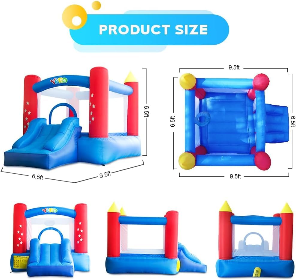 Yard Bounce House for Kids 3-8, Inflatable Bounce House with Slide, Bouncy House with Blower & Play Balls for Indoor Outdoor, 9.5x6.5x6.5FT Bouncy Castle for Toddlers Party YARD