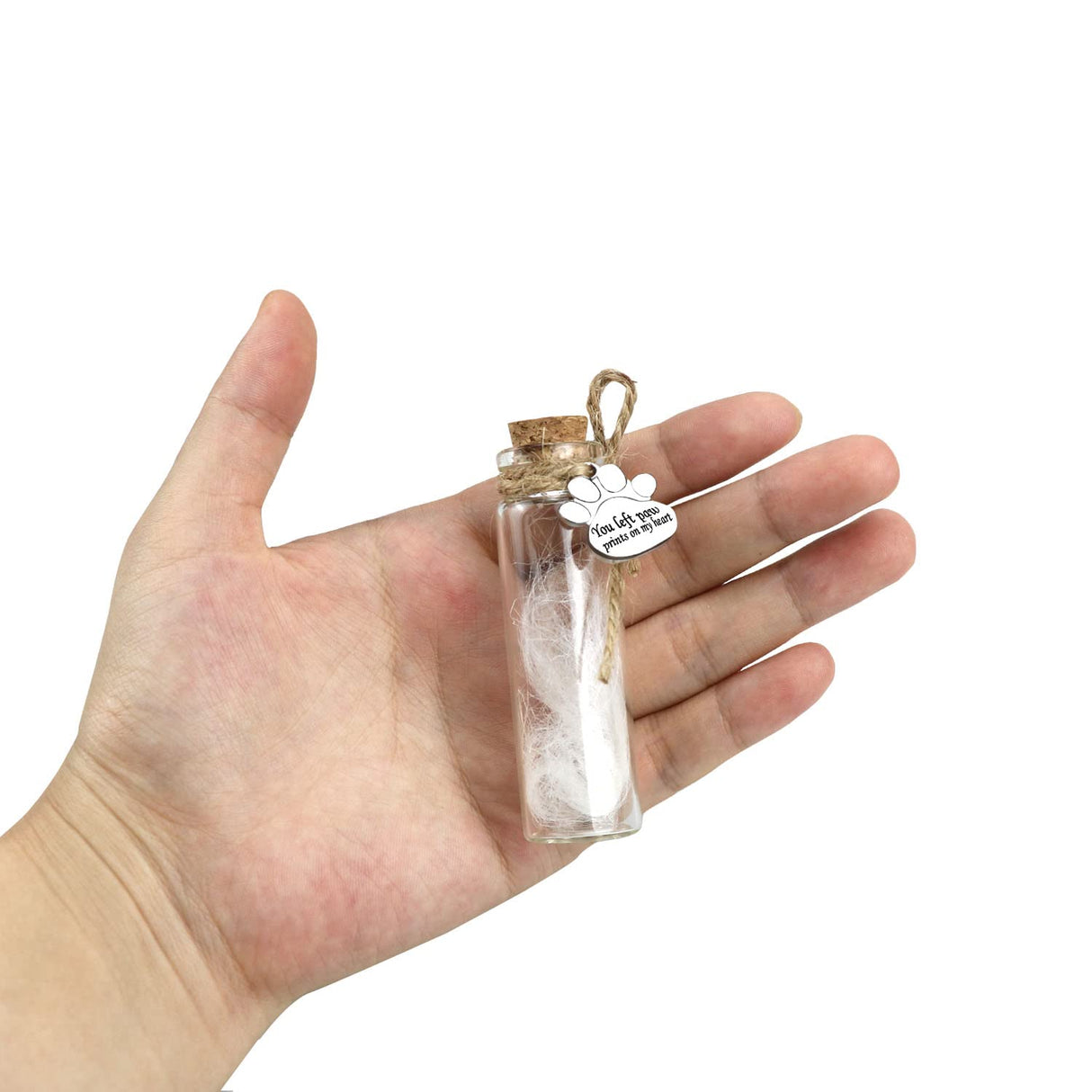 Pet Hair Memorial Bottle,Glass Vial for Ashes Or Hair Dog Or Cat Keepsake Pet Loss Gift (Bottle) free-space