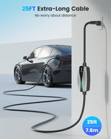 Portable Level 1/2 EV Charger for Tesla, 16A Electrical Tesla Car Mobile Charger 25FT Extension Cable with 240V NEMA 6-20 Plug, 120V NEMA 5-15 Adapter, NACS Home Wall Connector for Tesla Model-Y/3/S/X SEGUMA