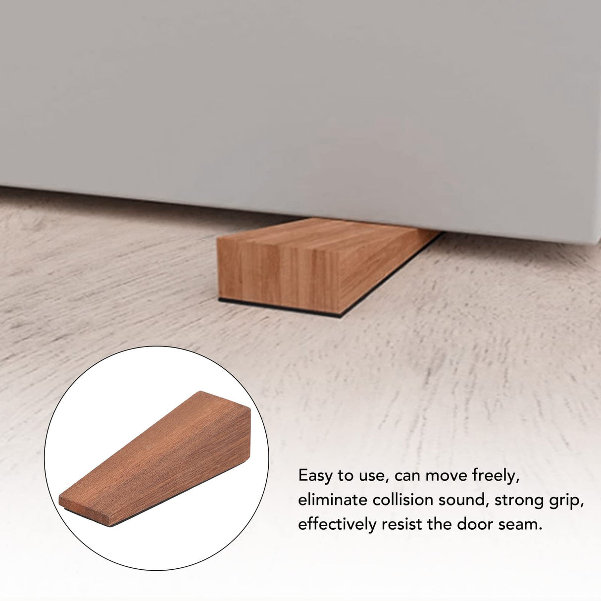 4 Pcs Wooden Door Stopper, Dark Brown Triangular Anti Slip Door Wedge Stopper for Bedroom Living Room Bathroom Hztyyier
