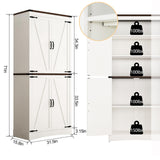 Hlivelood 71in Farmhouse Tall Storage Cabinet with Adjustable Shelves and Barn Doors in White Hlivelood