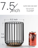 getstar Kitchen Utensil Holder, Large Wire Utensil Holder for Kitchen Counter (W6.2” x H7.5”) with Acacia Base getstar