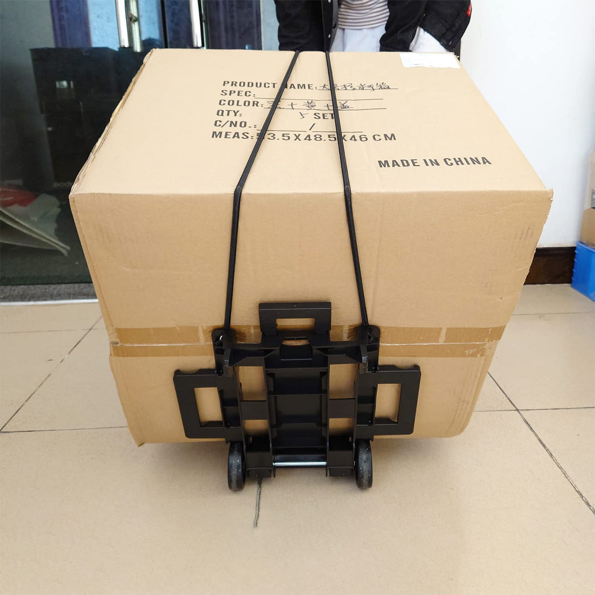 Folding Hand Truck Iron Tube Pull Rod Folding Cart Foldable Trolley Dolly with Wheels Utility Lightweight Expandable Large Chassis Foldable into Backpack,Portable Luggage Cart for Airport Travel ZHJINGYU