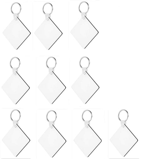 alblinsy hefei 10pcs DIY Sublimation Double-Sided Heat Transfer Keychain Blanks Wooden Hard Board Key Rings White Blank MDF Key Chain for Heat Press(square) alblinsy hefei