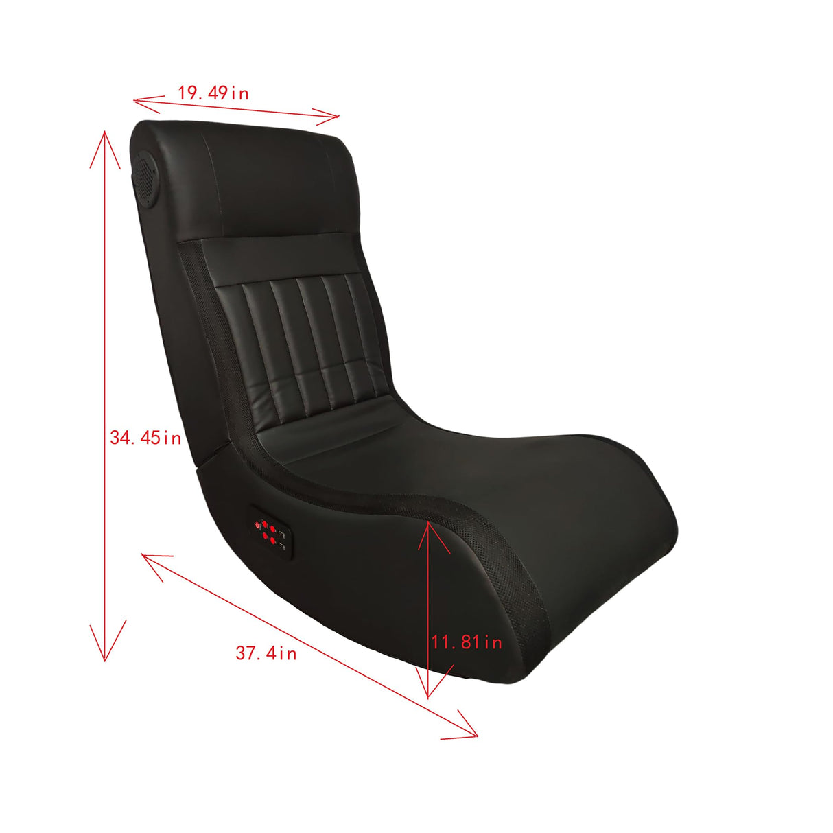 LOONGYOON Foldable Gaming Floor Rocker Chair with Onboard Speakers LED Strip Lighting Bluetooth Music Speakers Vibration Massage USB Charging Port for Gamers Bedroom Game Room Boys Girls Teens Black LOONGYOON
