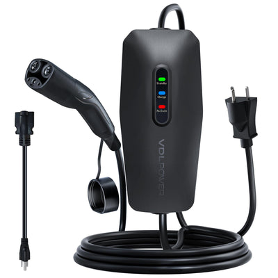 EV Charger for Tesla 16A, Electric Vehicle Portable Charger with 20FT Cable, Home EV Charging Station for J1772 Electric Cars, 16Amp 110V-240V, NEMA 6-20 & NEMA 5-15 Plug