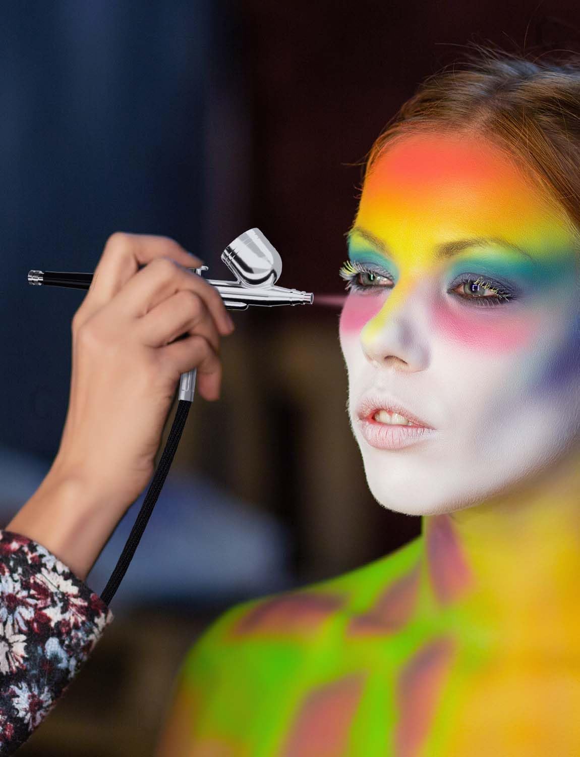 Oasser Airbrush Kit with Air Compressor, Dual Action 40 PSI 10.5 L/min Airbrush Set Gun, Air Brush for Nails, Makeup, Model, DIY Oasser