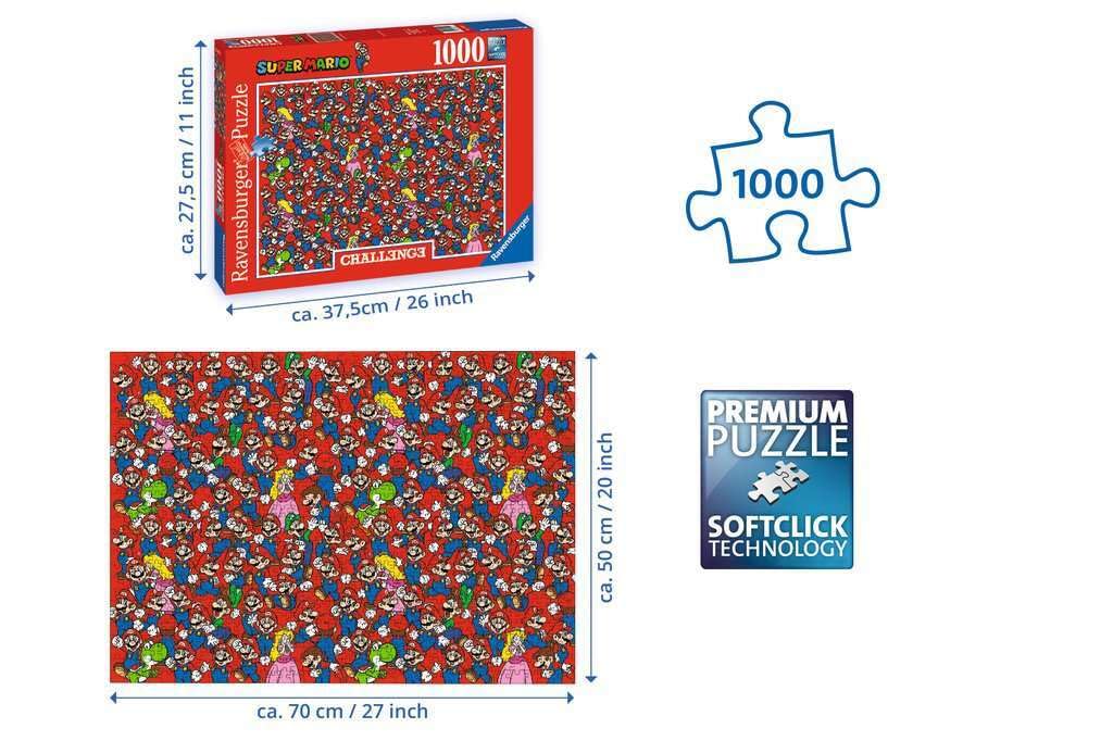 Ravensburger - Super Mario Challenge Collection 1000 Pieces Jigsaw Puzzle Gift for Her or Him Adult Puzzles Ravensburger