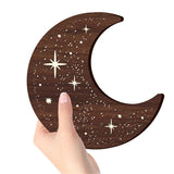 Wooden Moon Wall Art Decor, Boho Wooden Moon Phase Stars LED Lamp Wall Hanging Decor Sign, Wood Carving LED Night Light Wall Sculptures, 3D Home Wall Art Decoration for Kids Bedroom Living Room (A) Jocaluyia