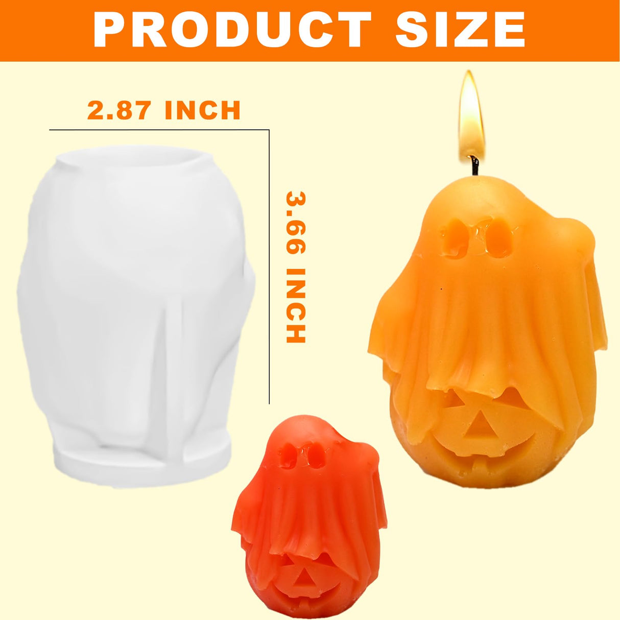 ZQYSING Halloween Candle Molds, New Cute Ghost Pumpkin Silicone Molds for Halloween Epoxy Resin Casting Aromatherapy Candle Soap Making Home Art Crafts Decor ZQYSING