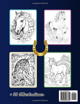 Horses Coloring Book, +50 Beautiful Illustrations, Different Skill Levels, Stress Relief: Relaxing Coloring Book With Amazing Horses Illustration In Unique Styles WoodArtSupply