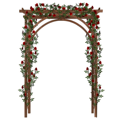 Homgrace 7FT Wooden Garden Arbor - Garden Bridal Party Decoration Arch, Wood Garden Trellis for Plant Climbing, Wedding Arch for Ceremony Garden Backyard Lawn (Dark Brown) - WoodArtSupply