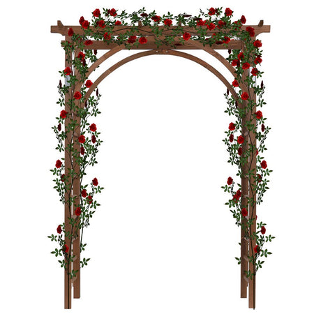 Homgrace 7FT Wooden Garden Arbor - Garden Bridal Party Decoration Arch, Wood Garden Trellis for Plant Climbing, Wedding Arch for Ceremony Garden Backyard Lawn (Dark Brown) Homgrace