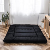 MAXYOYO Japanese Floor Mattress Futon Mattress, 4" Thicken Tatami Mat Sleeping Pad Foldable Roll Up Mattress Boys Girls Dormitory Mattress Pad Kids Floor Lounger Pillow Bed, Black, King MAXYOYO