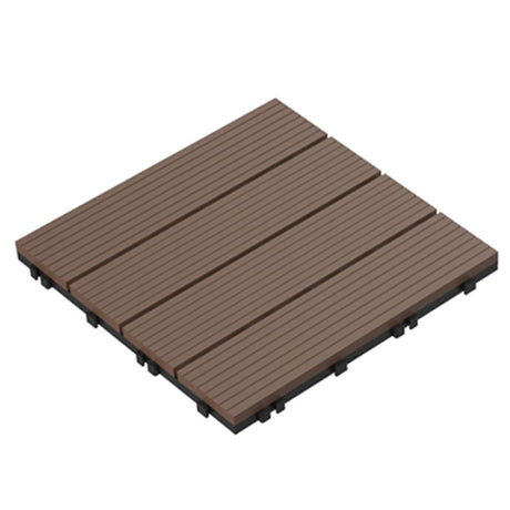 Pure Garden Patio and Deck Tiles - 24-Pack Interlocking 12x12 Wood Plastic Composite Weather-Resistant Outdoor Flooring Pavers (Brown) Pure Garden