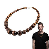 EVBEA Wood Bead Necklace Africa Wooden Chain Statement Unisex Chunky Necklaces EVBEA