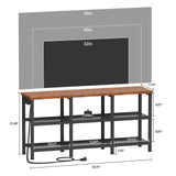 Furologee TV Stand with Power Outlets, Small Entertainment Center with Open Storage Shelves, TV Media Console Center for TVs up to 50 Inch, Television Stands for Living Room/Bedroom, Rustic Brown Furologee