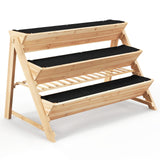 Toolsempire 3 Tiers Raised Garden Bed, Wooden Garden Bed Elevated Garden Planter with Storage Shelf, Bed Liner & 2 Hanging Hooks, Fir Wood Vertical Garden Bed for Patio, Yard, Balcony & Deck Toolsempire