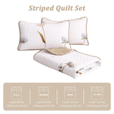 Dinjoy Floral Quilt Set Queen,Beige/Khaki Bedspread Queen Size 3 Pieces Lightweight Fall Quilts Microfiber Farmhouse Bedding Set Soft Flower Bedspreads White Coverlet Sets for All Seasons Dinjoy