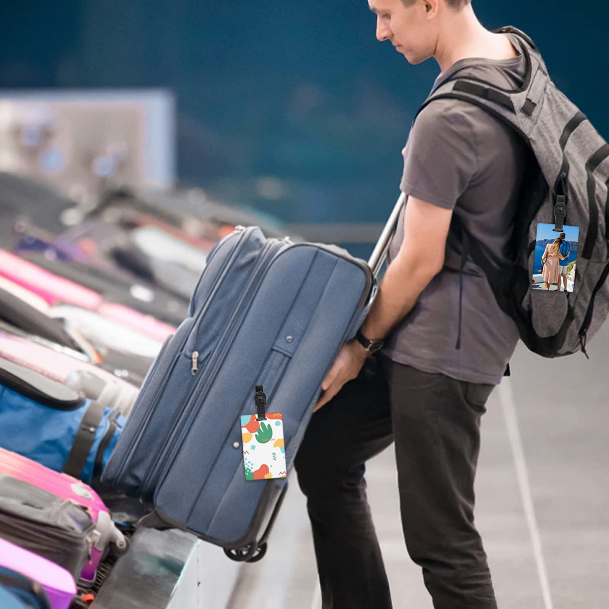 20pcs Sublimation Blanks Luggage Tags with Strap, White Blank Backpack Travel Bag Baggage Tags Double Sided Rectangle Name ID Card Label Tag Perfect to Quickly Spot Luggage Suitcase WACAR