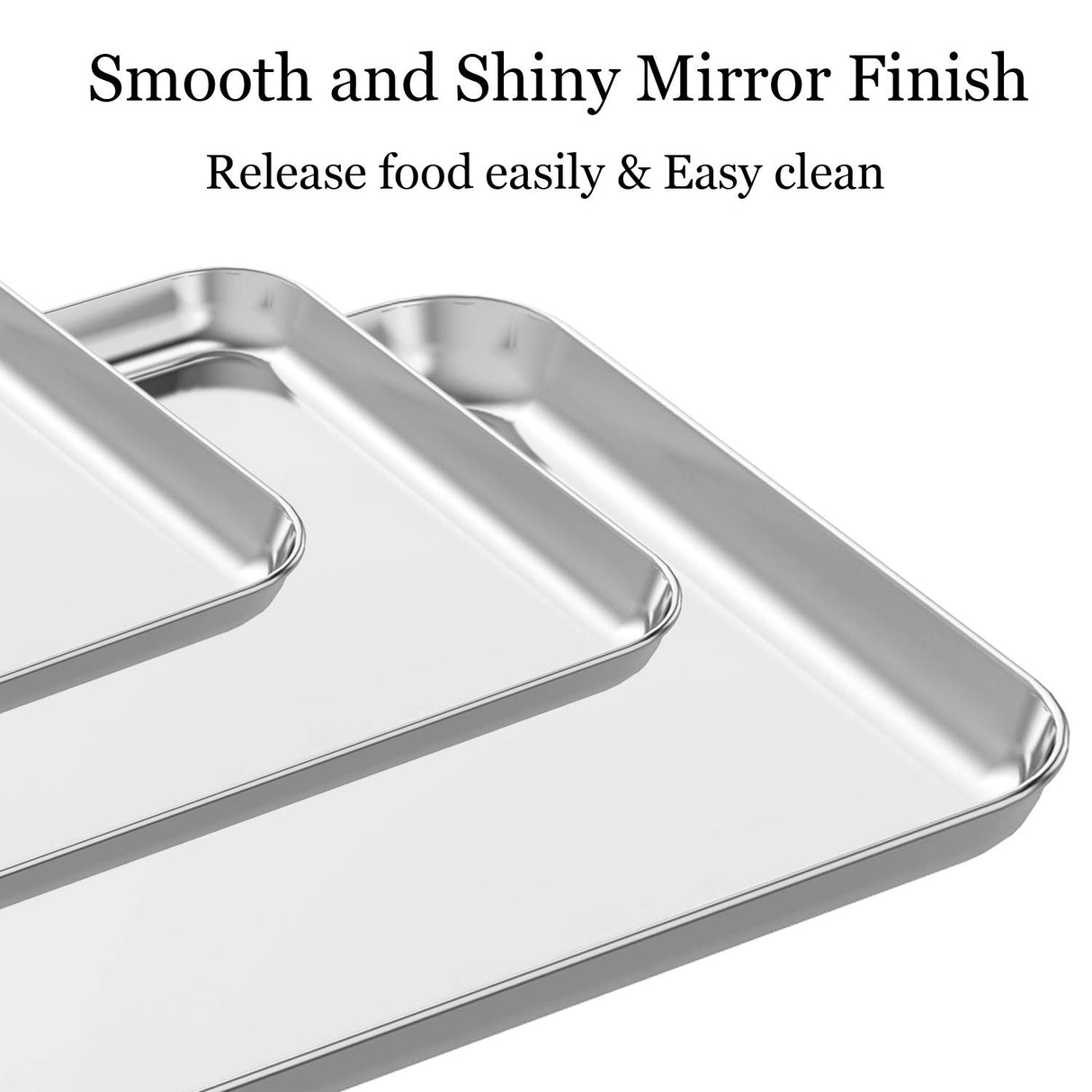 Wildone Baking Sheet Set of 3, Stainless Steel Cookie Sheet Baking Sheet Pan, 9/12/16 Inch, Non Toxic & Heavy Duty & Easy Clean Wildone