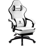 Dowinx Gaming Chair Breathable PU Leather Gamer Chair with Pocket Spring Cushion, Ergonomic Computer Chair with Massage Lumbar Support,Adjustable Swivel Task Chair with Footrest(Black&White) Dowinx