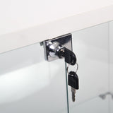 Zacis Glass Display Cabinet with Lights and Lock, 4-Tier Display Case Curio Cabinet with Glass Door, Floor Standing Showcase for Living Room Bedroom Home Office 31" W x 14.3" D x 64.5" H Zacis