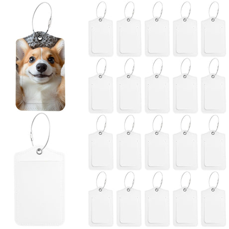 Framendino, 20 Pack Sublimation Luggage Tags PU Leather Luggage Tags with 20 Pack Wire Rings Blank for Travel Suitcase Bags Label Tag Framendino