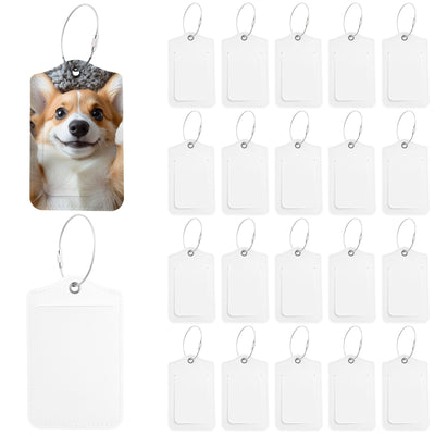 Framendino, 20 Pack Sublimation Luggage Tags PU Leather Luggage Tags with 20 Pack Wire Rings Blank for Travel Suitcase Bags Label Tag