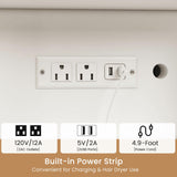 Quimoo Vanity Desk, Makeup Vanity with Lights, Large Mirror Vanity with 3 Drawers and 2 Cabinets, Vanity Table Set with Power Outlet and Glass Tabletop, for Bedroom (White) Quimoo