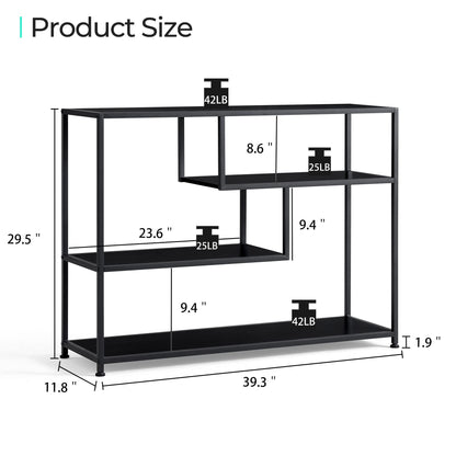 LINSY HOME 4-Tier Black Console Table for Entryway and Living Room