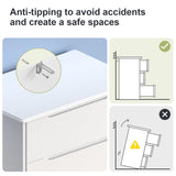 Gizoon 3 Drawers Chest, Bedroom Drawer Dresser with Large Storage Capacity, Embedded Handle, and Sturdy Anti-Tripping Device, Modern Design Cabinet for Hallway, Office, Living Room (White) Gizoon
