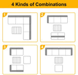 PayLessHere Patio Furniture 4 Pieces Outdoor Furniture L-Shaped Sectional Sofa Conversation Sets Patio Corner Set with Coffee Table Acacia Wood and Waterproof Cushion (Blue) PayLessHere