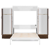 Harper & Bright Designs Queen Size Murphy Bed, Wooden Queen Wall Bed with Closet, Drawers and Desk, White Harper & Bright Designs