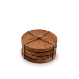 Samhita Acacia Wood Round Coasters Protection Tabletop,Countertop and Surfaces from Water Marks or Damage | Home & Office Decor | Housewarming Gift (Set of 4) (4" x 4" X 0.5") Samhita