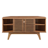 Modway Render Mid-Century Modern Low Profile Corner Media TV Stand in Wal, 15 x 46 x 23 Modway