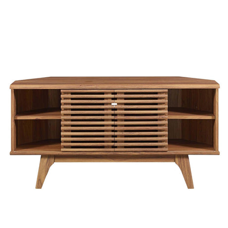 Modway Render Mid-Century Modern Low Profile Corner Media TV Stand in Wal, 15 x 46 x 23 Modway