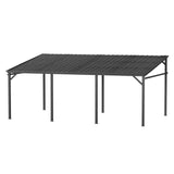 Yardenaler 12x20 FT Wall Mounted Gazebo with Triangle Structure, Hardtop Lean to Gazebo with Metal Slope Roof, Outdoor Pergola with Drainage Holes for Patio, Backyard, Deck Yardenaler