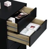 Panana 5/7 Drawer Chest, Wooden Tall Dresser Storage Dresser Cabinet with Wheels, Office Organization and Storage, Bedroom Furniture (Black, 7 Drawer) Panana