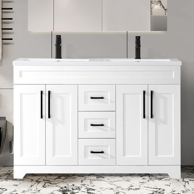 TONYRENA 60" Bathroom Vanity with Sink Combo,Bathroom Storage Cabinet with Undermount Double Sink,4 Soft Closing Doors & 3 Full Extension Drawers,White Finish