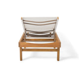 Christopher Knight Home Summerland Outdoor Mesh Chaise Lounge with Acacia Wood Frame, Teak Finish / White Mesh Christopher Knight Home