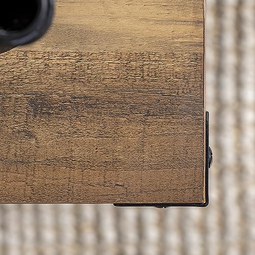 Walker Edison Sedalia Modern Farmhouse Metal X Side Table, 18 Inch, Rustic Oak Walker Edison